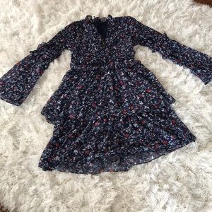 NEW Walter Baker Navy Floral Layered Dress Size 2